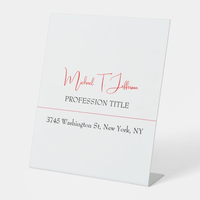 Signe De Table Retro classique élégant Plain simple rouge blanc (Recto)