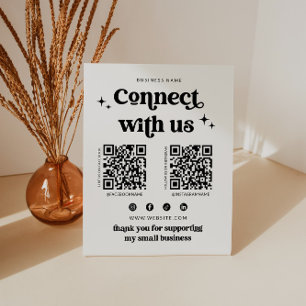 Signe De Table Retro Connect Us Social Media Sign