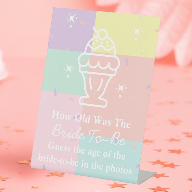 Signe De Table Retro Devinez l'âge de la mariée Jeu de guéridon (Retro Guess How Old the Bride Game Pedestal Sign)