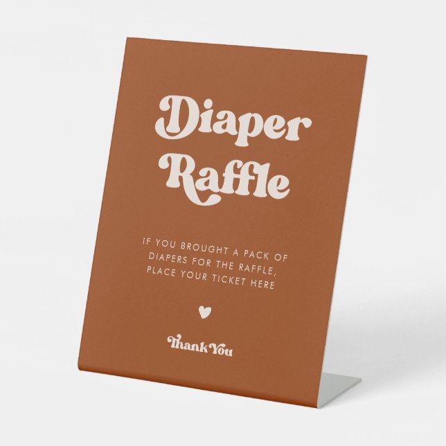 Signe De Table Retro élégant Burnt Orange Diaper Raffle (Recto)