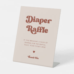 Signe De Table Retro élégant Peach Pink Diaper Raffle
