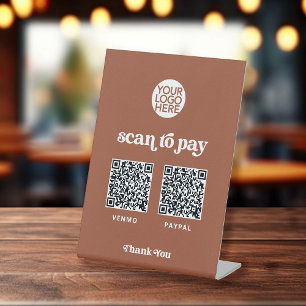 Signe De Table Retro et Boho Deux façons de payer le code QR sc