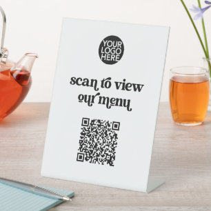 Signe De Table Retro et Boho Scannable QR Code Contactless Menu