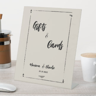 Signe De Table Retro Grey Hand Drawn Illustrated Gift & Cards