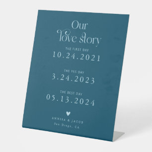 Signe De Table Retro Our Love Story Turquoise Mariage Timeline