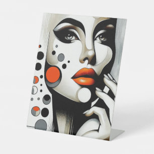 Signe De Table Retro Pop Diva : Elégance géométrique Art Abstrait