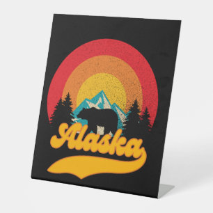 Signe De Table Retro Sunset Alaska Juneau Bear Mountains Wild