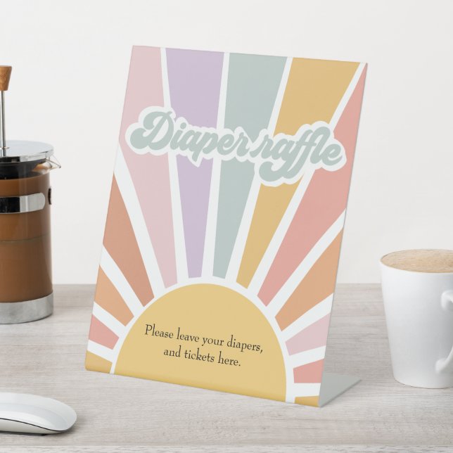 Signe De Table Retro Sunshine Baby shower Super Déchets Raffle (In SItu)