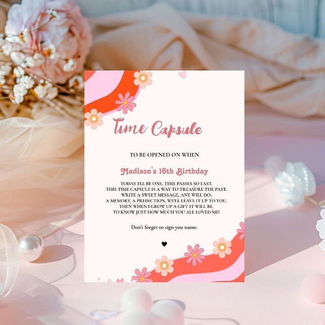 Signe De Table Retro Super Daisy temps baby shower Capsule Poster (Créateur téléchargé)