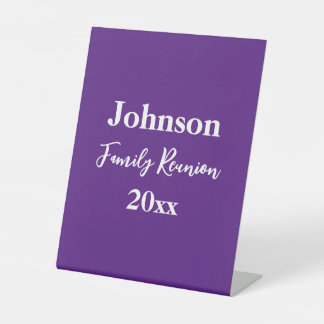 Signe De Table Réunion familiale Purple et blanc Nom Année Modèle