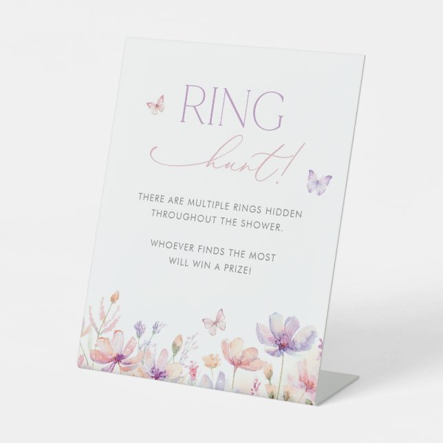 Signe De Table Ring Hunt Sign Bridal Shower Game Butterfly (Recto)