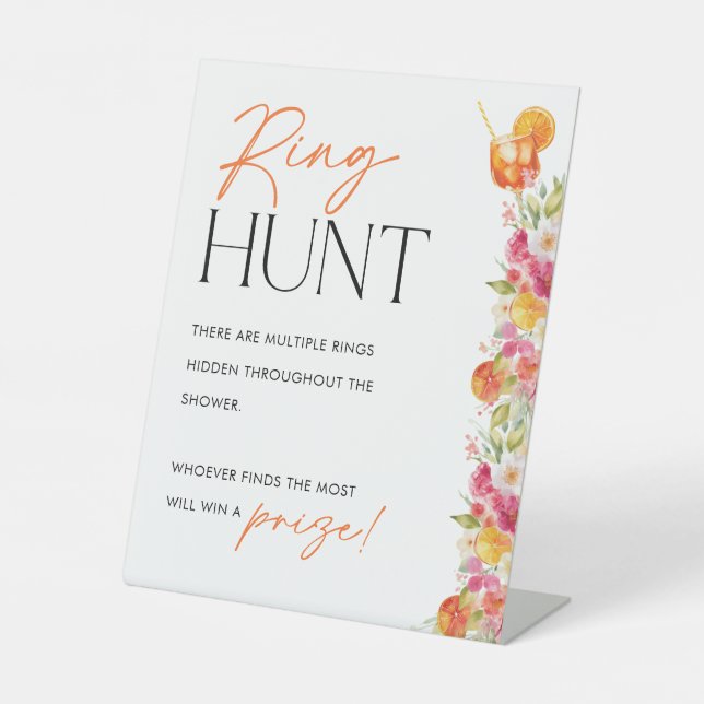 Signe De Table Ring Hunt Sign Bridal Shower Game First Spritz (Recto)