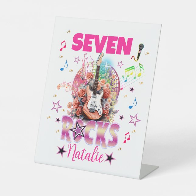 Signe De Table Rock'n'Roll Guitare Musicale Anniversaire Fille Ro (Recto)
