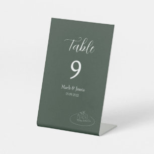 Signe De Table ROE Dusky Green & White Simple Mariage