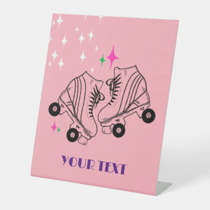Signe De Table Roller Skates Patinage rose Anniversaire Disco Par
