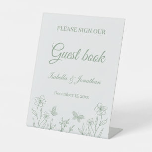 Signe De Table Romantique élégant mariage floral vert sauge