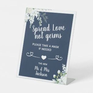 Signe De Table Romantique fleurs douces mariage covid masque de s