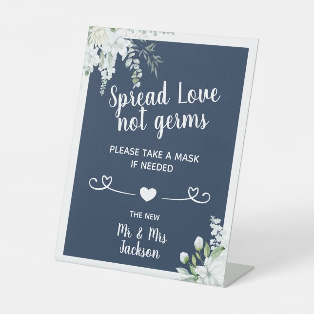 Signe De Table Romantique fleurs douces mariage covid masque de s (Recto)