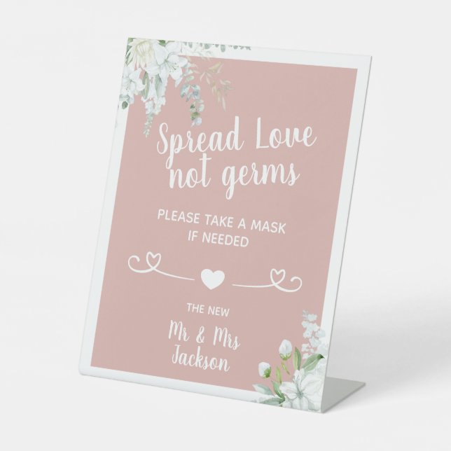 Signe De Table Romantique fleurs douces mariage covid masque de s (Recto)