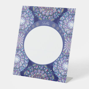 Signe De Table Rosace bleue