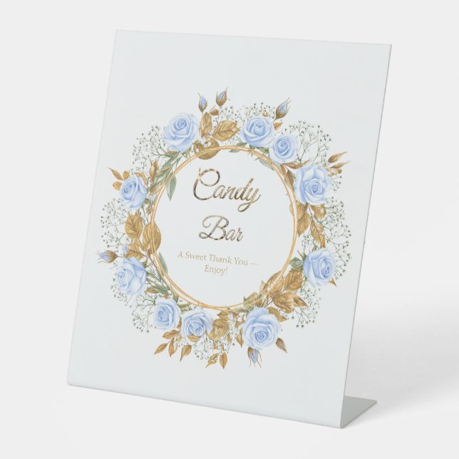 Signe De Table Rose bleu baisé d'or (Recto)