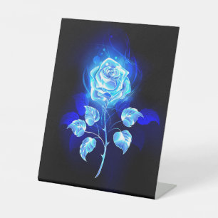 Signe De Table Rose bleu brûlant