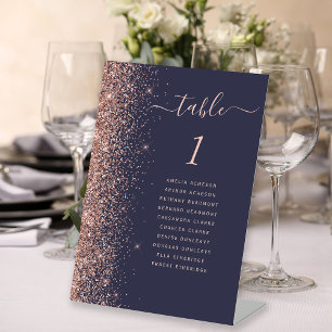 Signe De Table Rose bleu foncé Gold Parties scintillant Mariage N