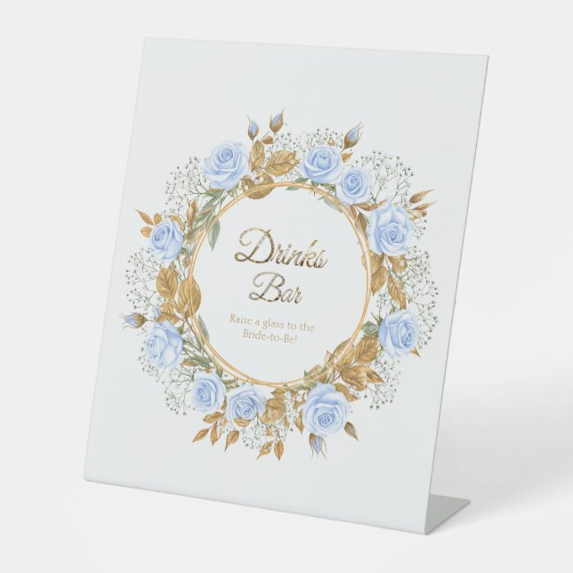 Signe De Table Rose bleue baisée d'or Mariage  (Recto)