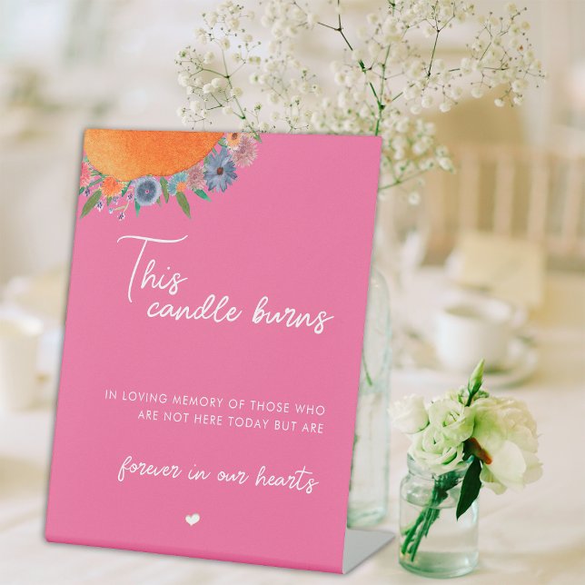 Signe De Table Rose Chaud Floral Cette Bougie Brûle Dans La Mémoi (Créateur téléchargé)