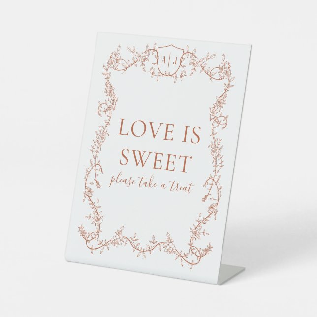 Signe De Table Rose Débridée Terracotta Mariage L'Amour est Doux (Recto)