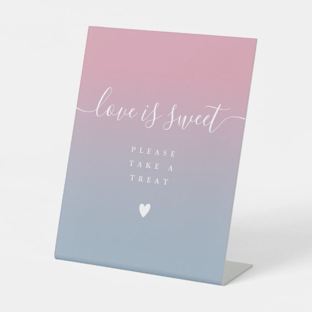 Signe De Table Rose Et Dusty Blue Ombre L'Amour Est Doux Favorise (Recto)