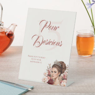 Signe De Table Rose Fard Rose Élégant Boissons de Quinceañera Sec