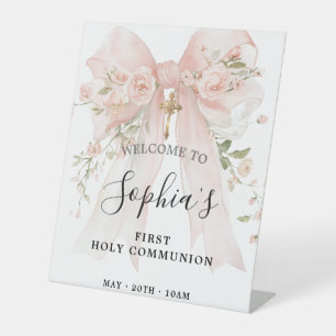 Signe De Table Rose Fleurie Rose Bow Communion Solennelle