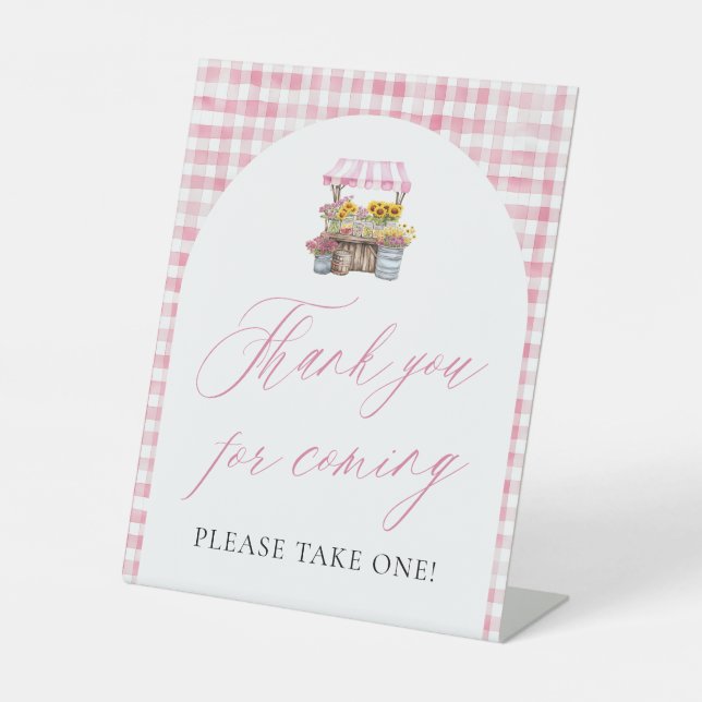 Signe De Table Rose Fraîchement débarquée du marché Merci d'être  (Recto)