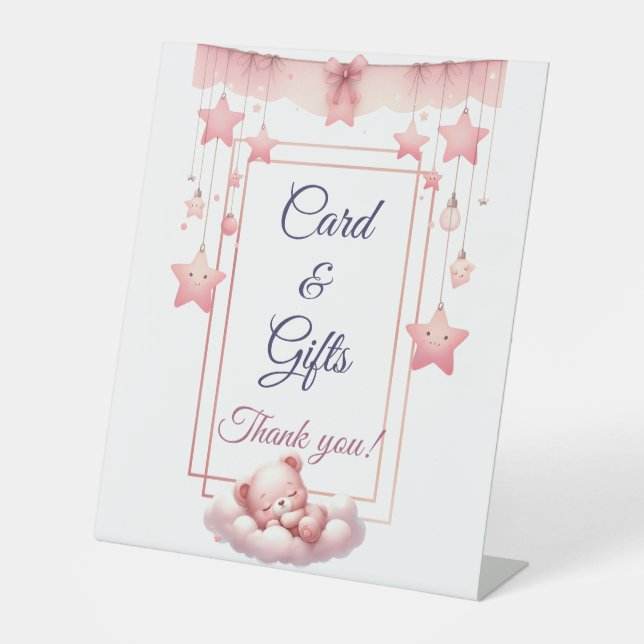 Signe De Table Rose Girl Rainbow Star Anniversaire (Recto)
