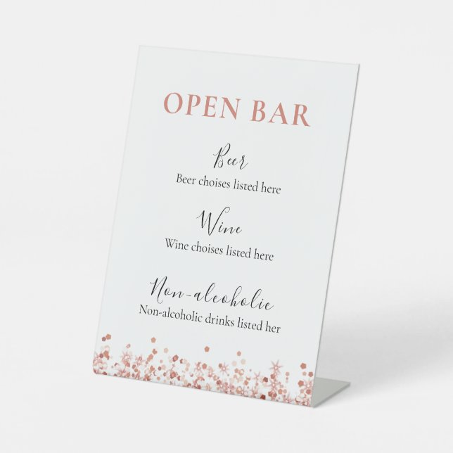 Signe De Table Rose Gold Parties scintillant barre de menu pannea (Recto)