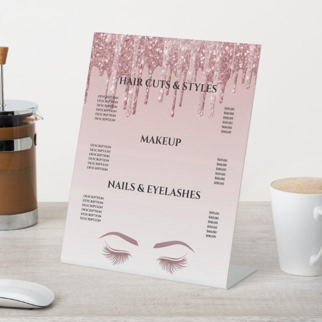 Signe De Table Rose Gold Parties scintillant Blush Hair Maquillag (In SItu)