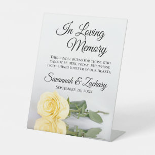 Signe De Table Rose jaune élégante Mariage Mémorial Mémoire aiman