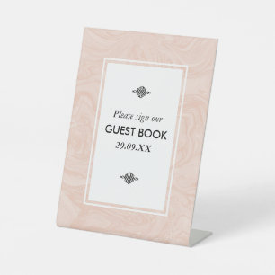 Signe De Table Rose marbré Élégant mariage vintage marbré