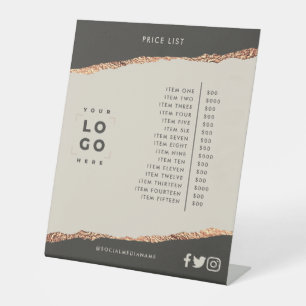 Signe De Table Rose or noir élégant moderne girly liste de prix