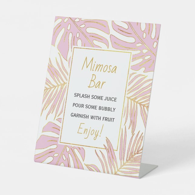Signe De Table Rose, or tropical feuille mariage douche de nage (Recto)