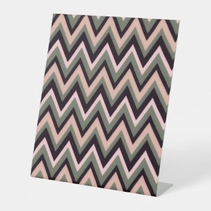 Signe De Table Rose Pâle Noir & Sauge Chevron – Zigzag Moderne