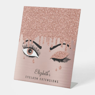 Signe De Table Rose Pink Gold Eyelashes Dripping Glitter
