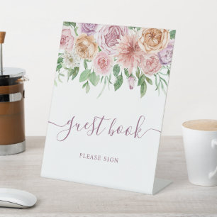 Signe De Table Rose romantique rose & violet Douche Guest Book Si