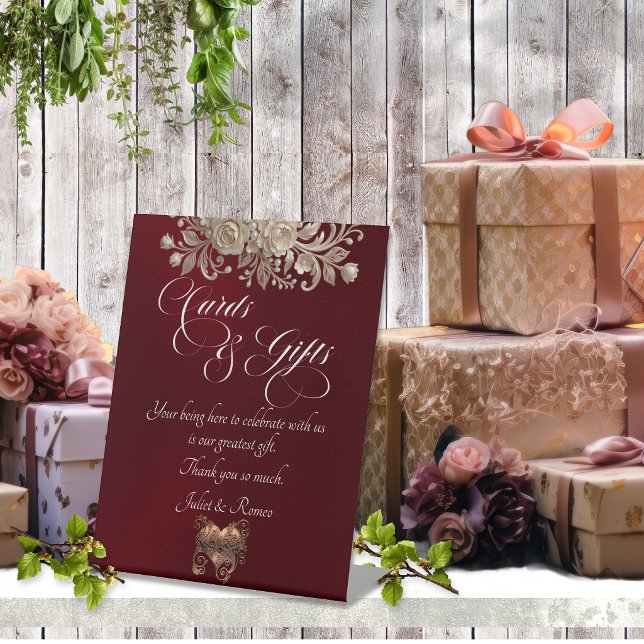 Signe De Table Roses & Cartes & Cadeaux - Bourgogne (Créateur téléchargé)
