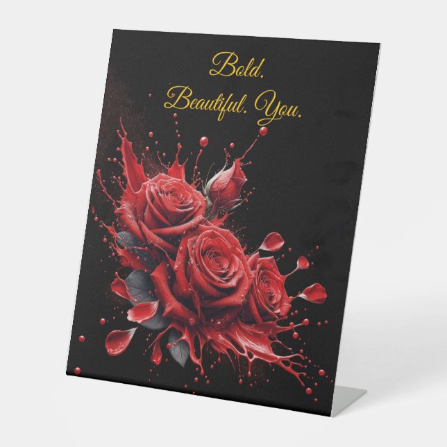 Signe De Table Roses en fleur - Anniversaire élégant (Recto)