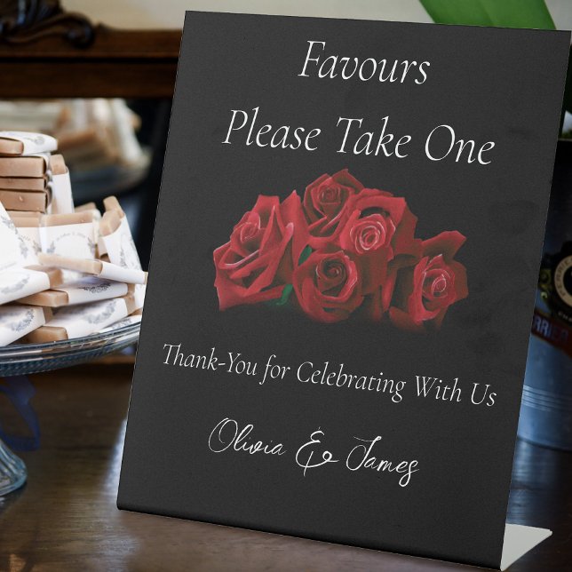 Signe De Table Roses rouges Blanc Noir Elégance Mariage Faveurs (Créateur téléchargé)