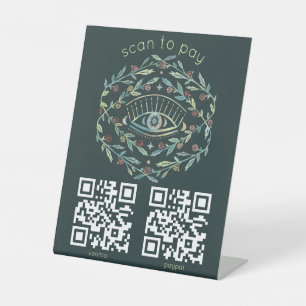 Signe De Table Roses Vignes Œil Mystique Paiement Magique par QR