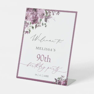 Signe De Table Roses violets modernes n'importe quel âge Annivers