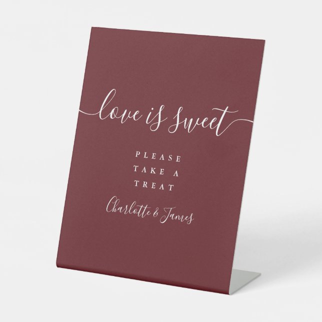 Signe De Table Rosewood Rose Élégant Script Amour Est Douce Faveu (Recto)